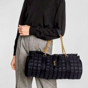 Yves Saint Laurent Black Quilted Women's Travel Duffle Bag
